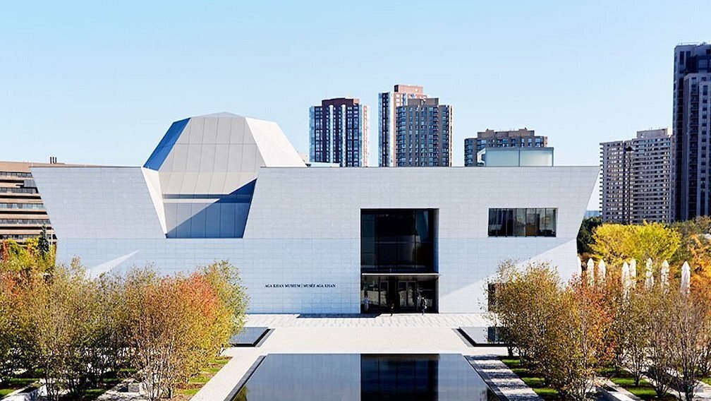 Reflecting pools and Chahar Bagh garden with Aga Khan Museum