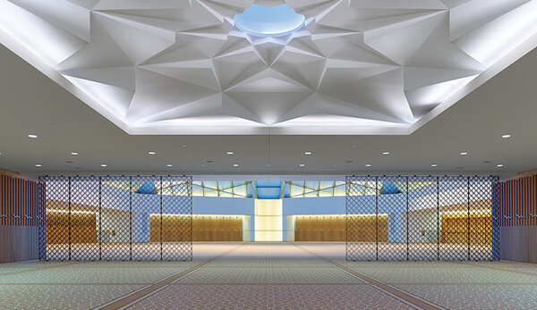Muqarnas star-pattern ceiling in the prayer hall anteroom